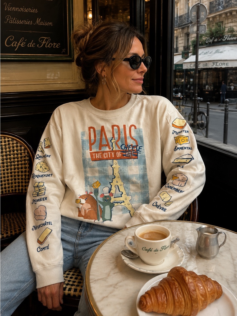 Disney Ratatouille City of Cheese Paris Graphic Cream Crewneck pullover